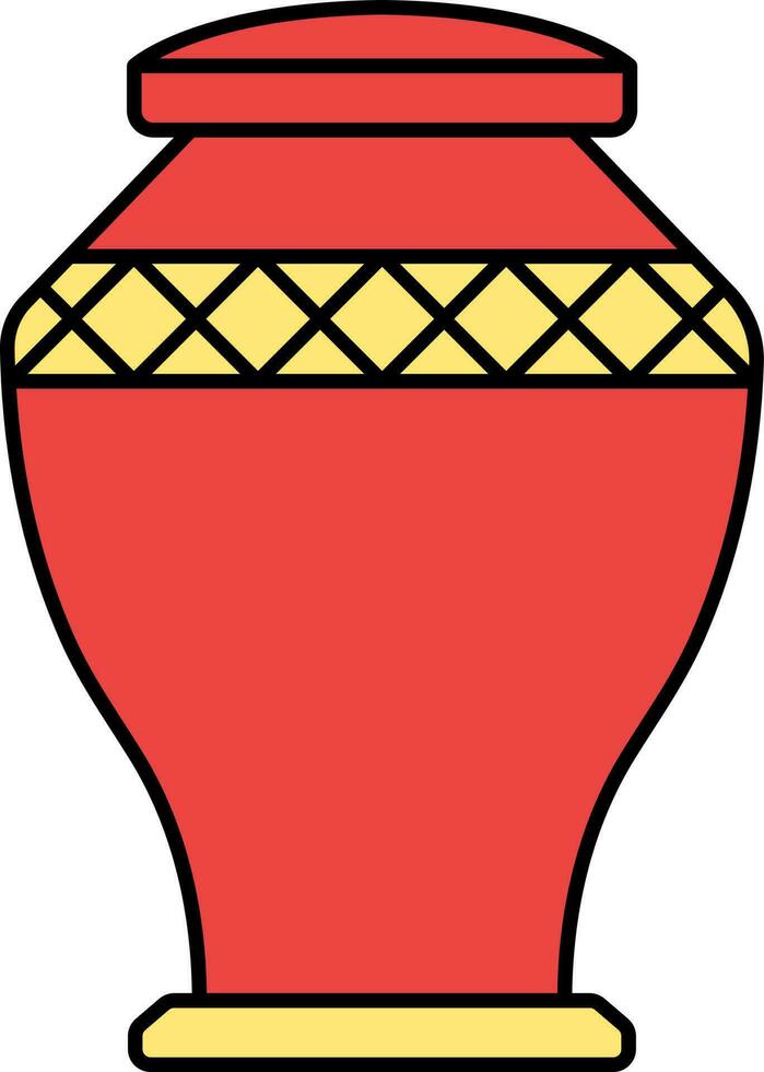 ruit ontwerp pot geel en rood icoon in vlak stijl. vector