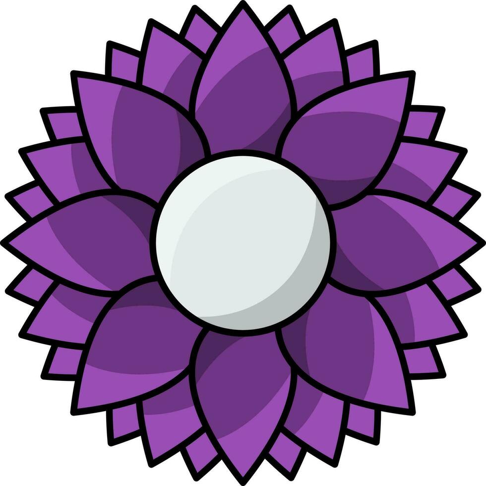geïsoleerd Purper kleur bloem vorm rangoli icoon in vlak stijl. vector