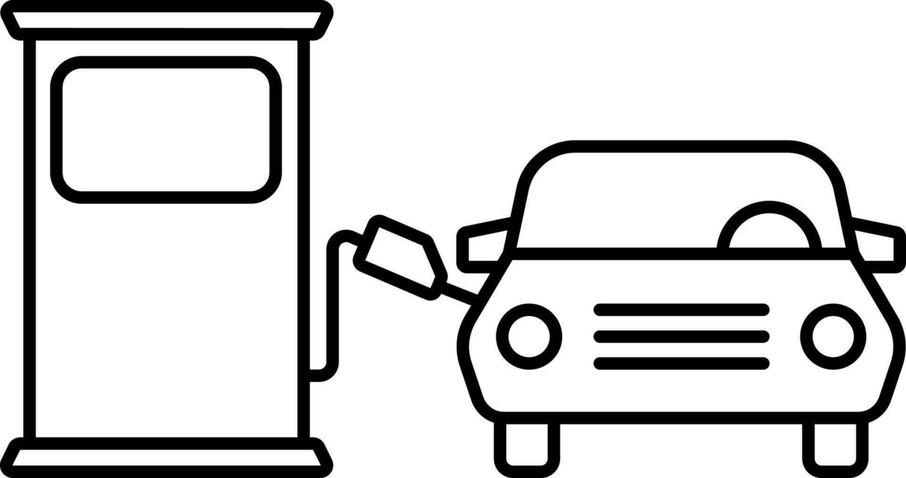 brandstof tanken auto in benzine pomp lijn kunst icoon. vector