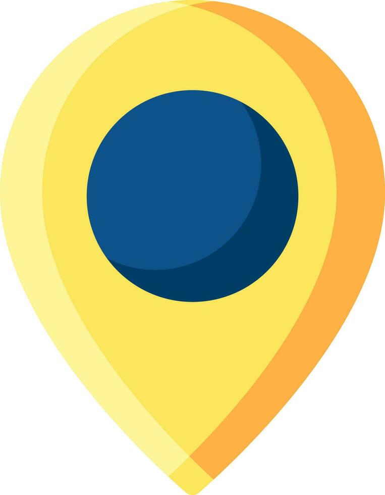geel en blauw kleur plaats pin icoon in vlak stijl. vector