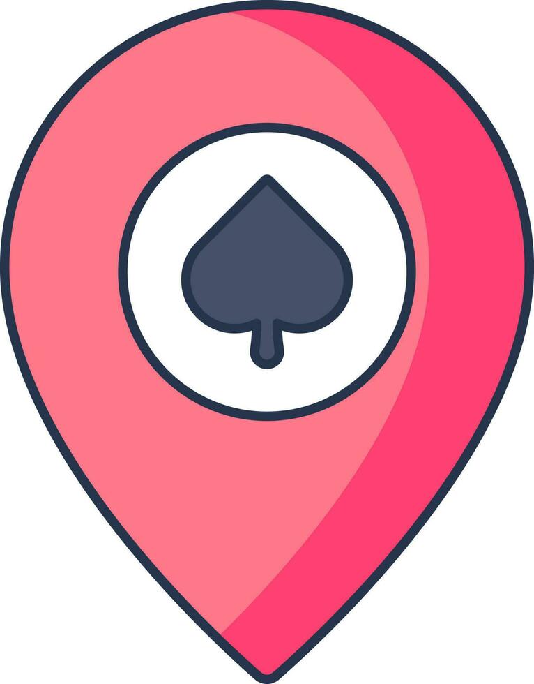 casino kaart pin icoon in blauw en roze kleur. vector