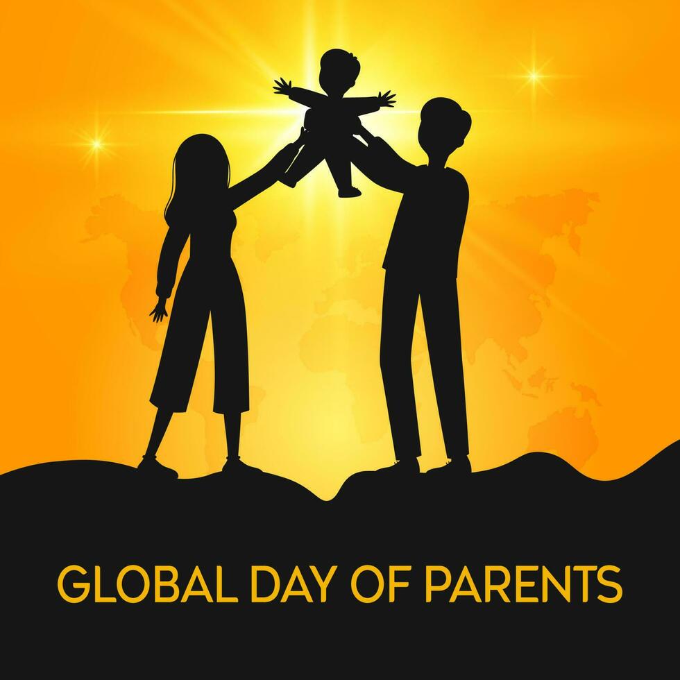 globaal dag van ouders vector illustratie met familie silhouet. geschikt voor poster, spandoeken, campagne en groet kaart.