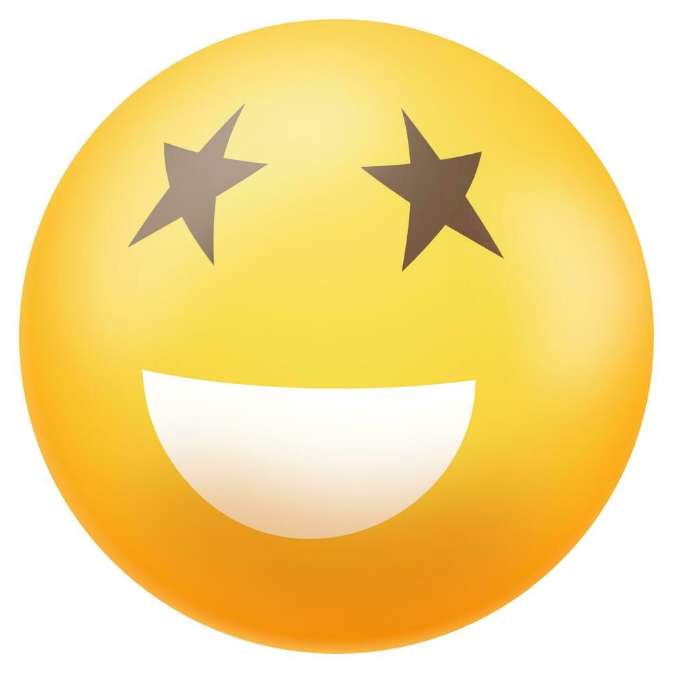 glanzend lachend emoji Aan wit achtergrond. vector