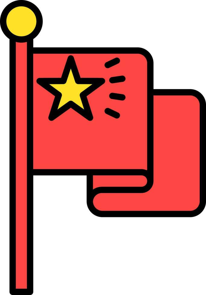 Chinese vlag icoon of symbool in rood en geel kleur. vector