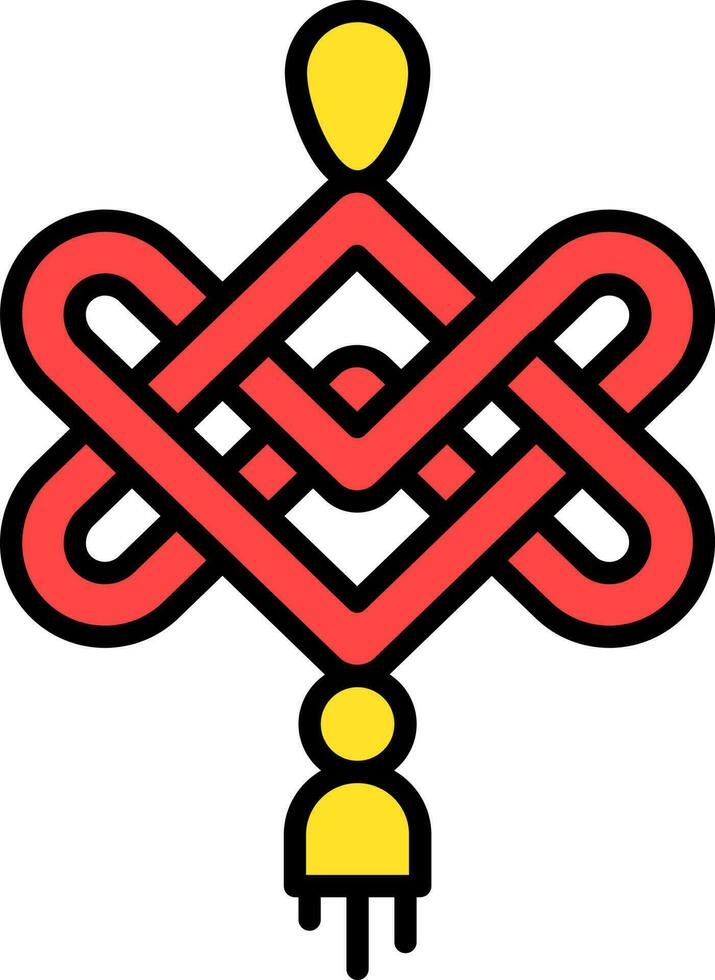 rood en geel Chinese amulet icoon of symbool. vector