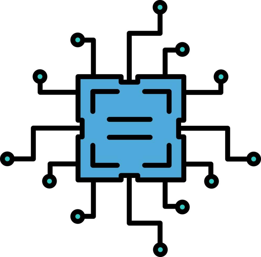 stroomkring of microchip icoon in blauw kleur. vector