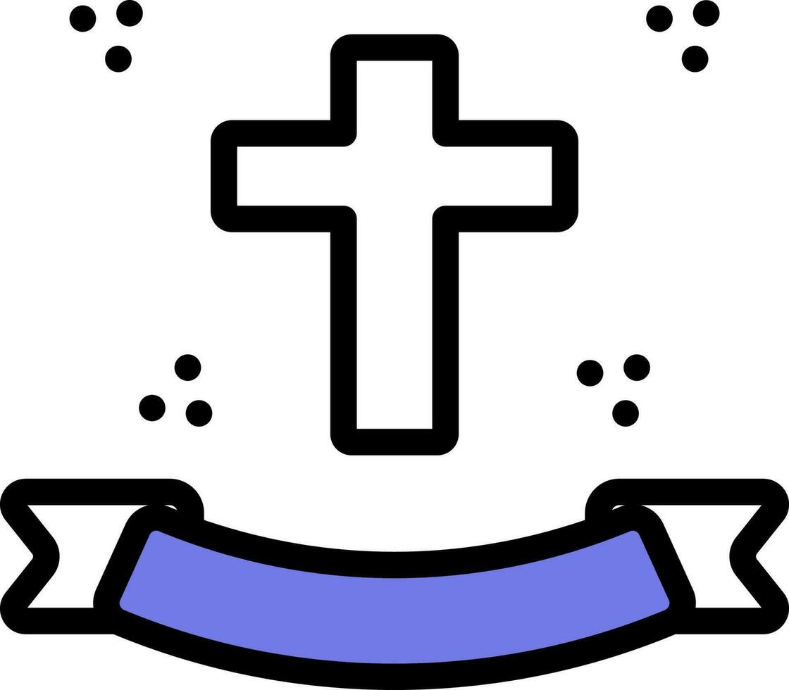 christen kruis met lint icoon in blauw en wit kleur. vector