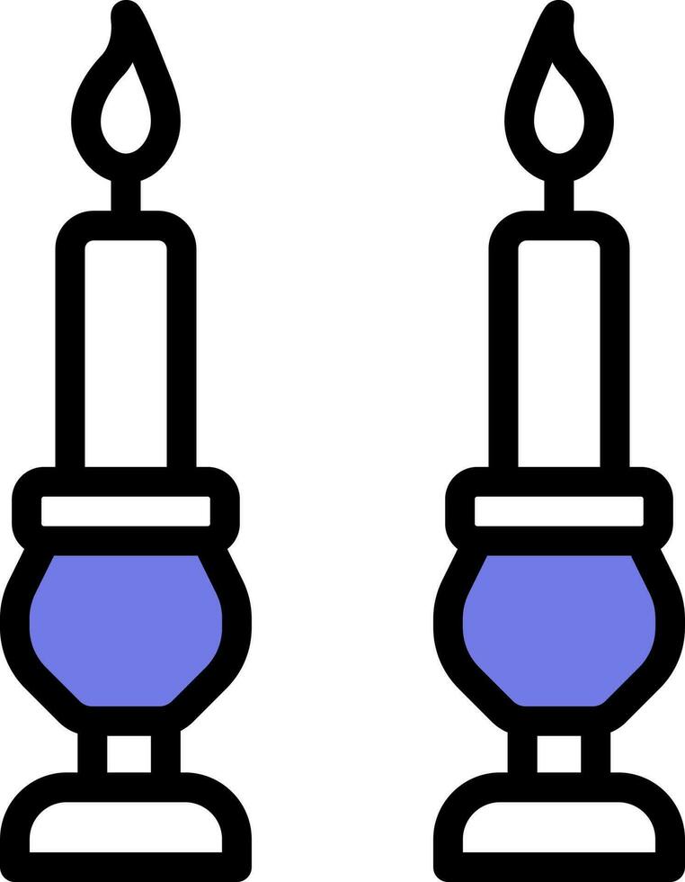 vector illustratie van verlichte kaarsen in blauw en wit kleur.