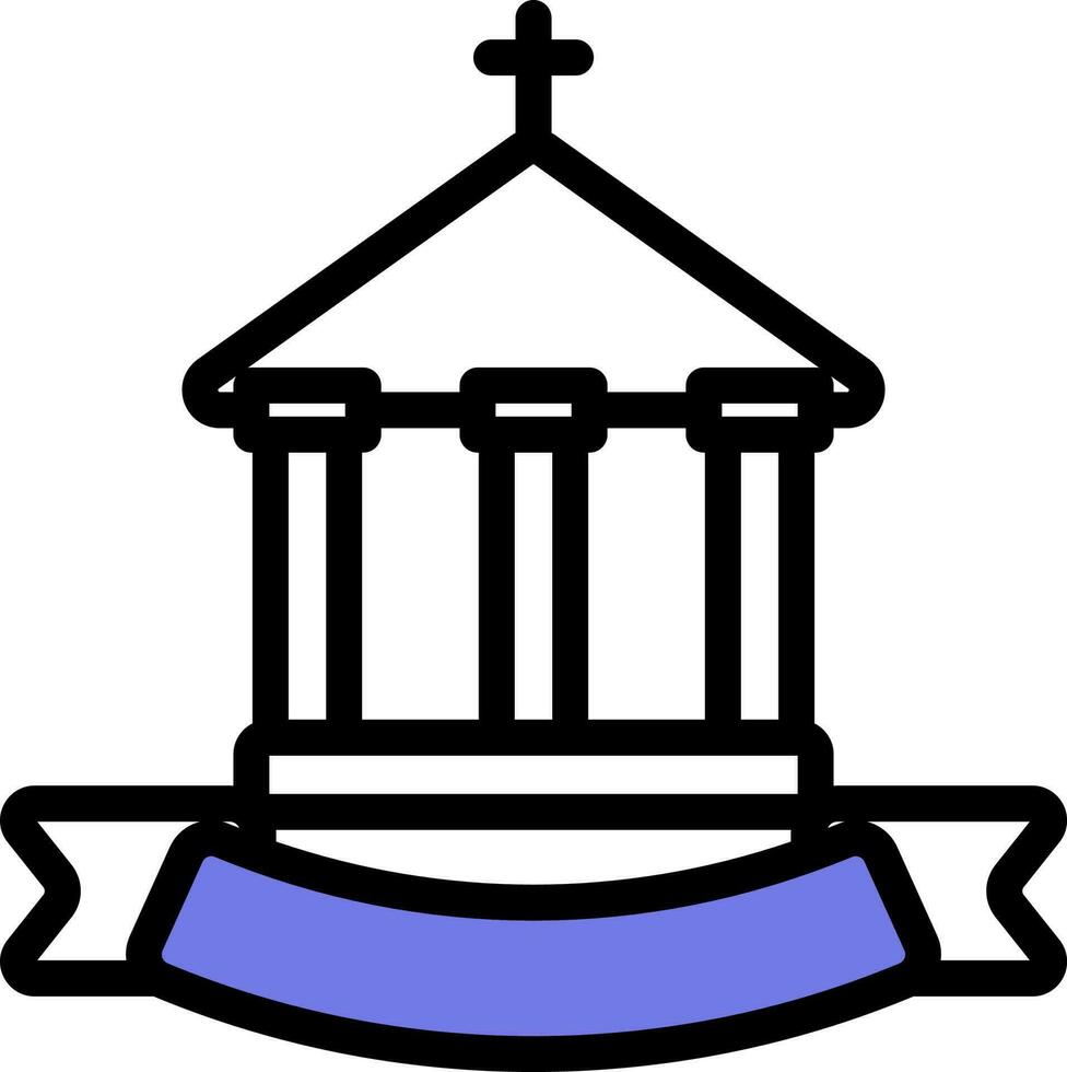 archeologisch of kerk icoon in blauw en wit kleur. vector