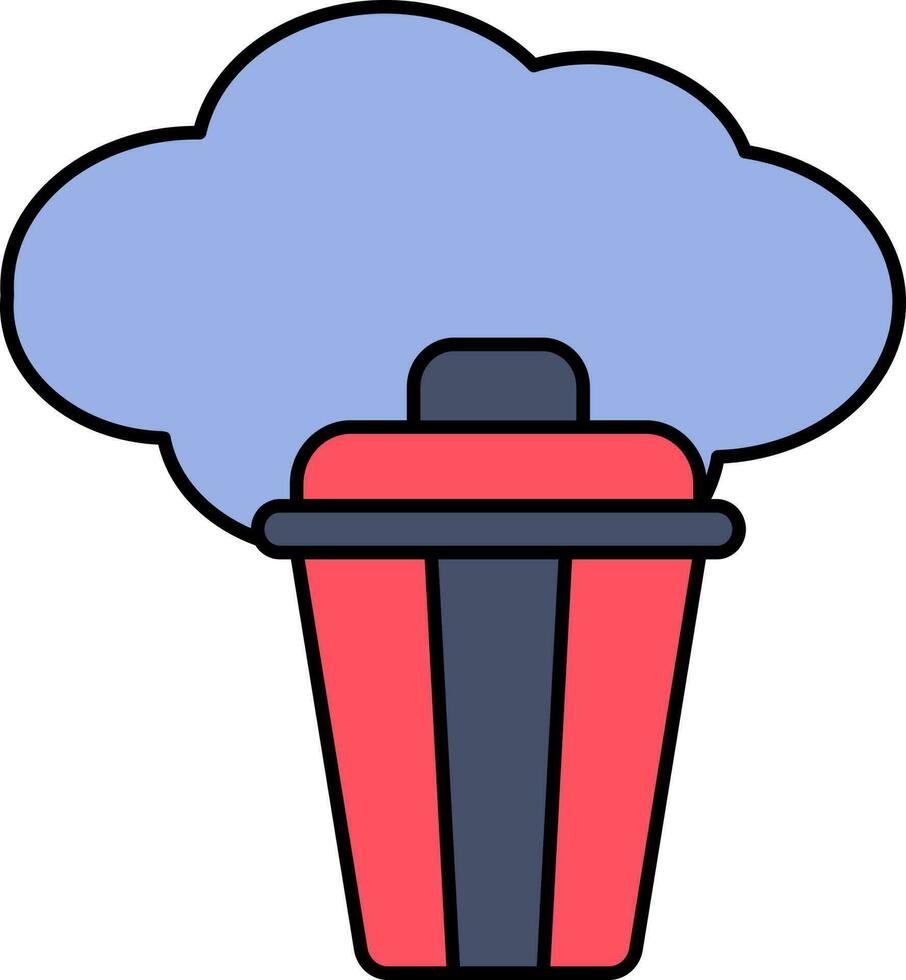 wolk met vuilnisbak icoon in blauw en rood kleur. vector