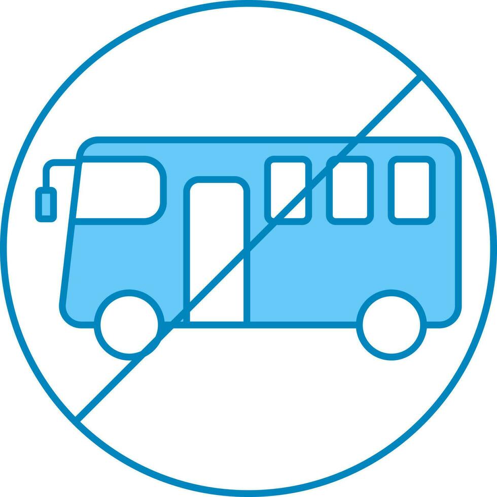 Nee bus icoon of symbool in blauw en wit kleur. vector