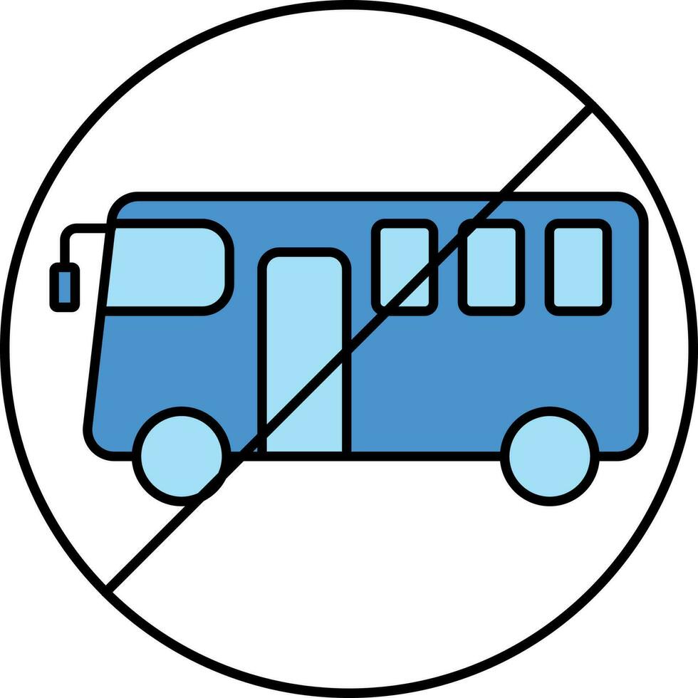 Nee bus icoon of symbool in blauw kleur. vector