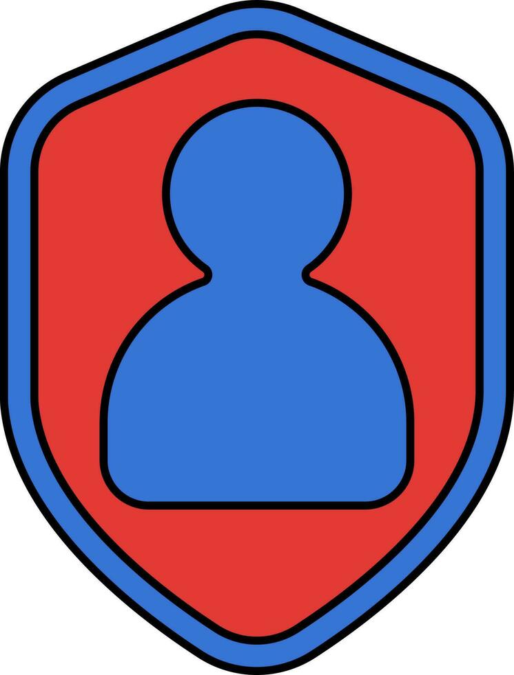 menselijk met schild icoon in blauw en rood kleur. vector