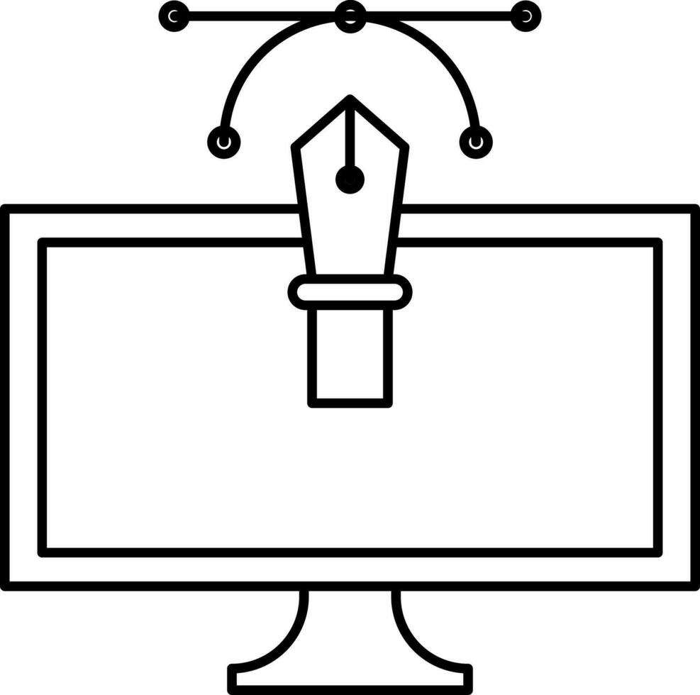 zwart lijn kunst pen gereedschap in bureaublad icoon. vector