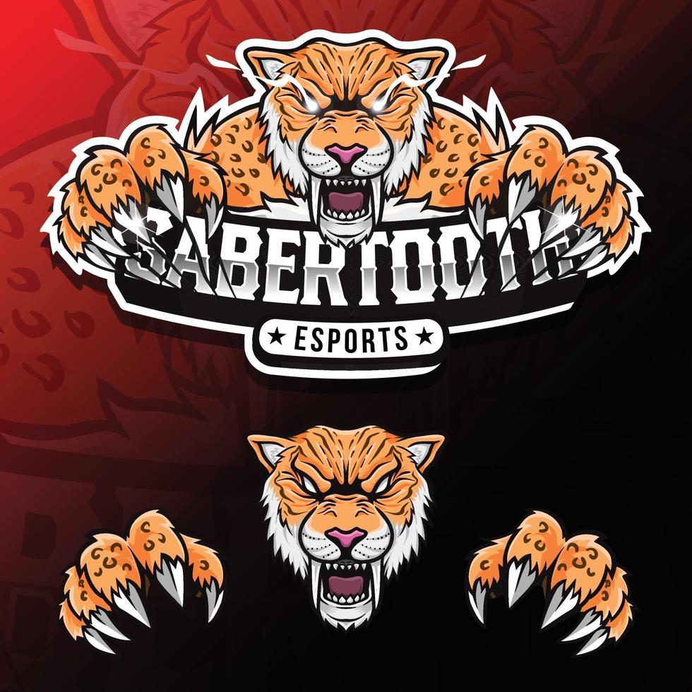 boze wilde dieren sabertooth esport logo illustratie vector