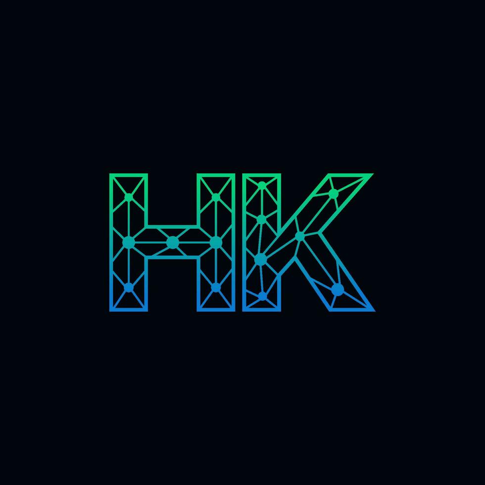 abstract brief hk logo ontwerp met lijn punt verbinding voor technologie en digitaal bedrijf bedrijf. vector