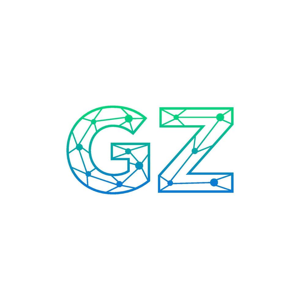 abstract brief gz logo ontwerp met lijn punt verbinding voor technologie en digitaal bedrijf bedrijf. vector