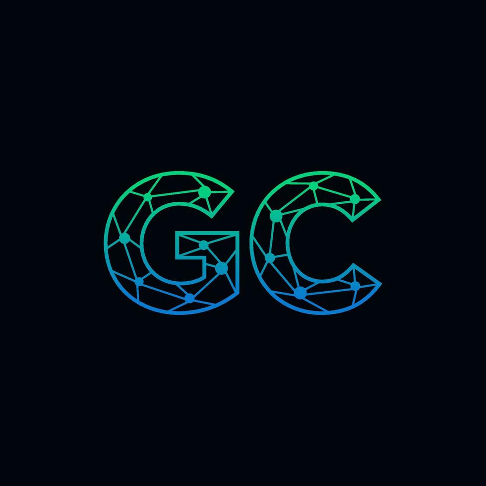 abstract brief gc logo ontwerp met lijn punt verbinding voor technologie en digitaal bedrijf bedrijf. vector