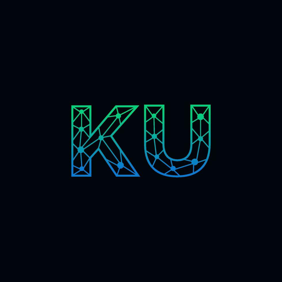 abstract brief ku logo ontwerp met lijn punt verbinding voor technologie en digitaal bedrijf bedrijf. vector
