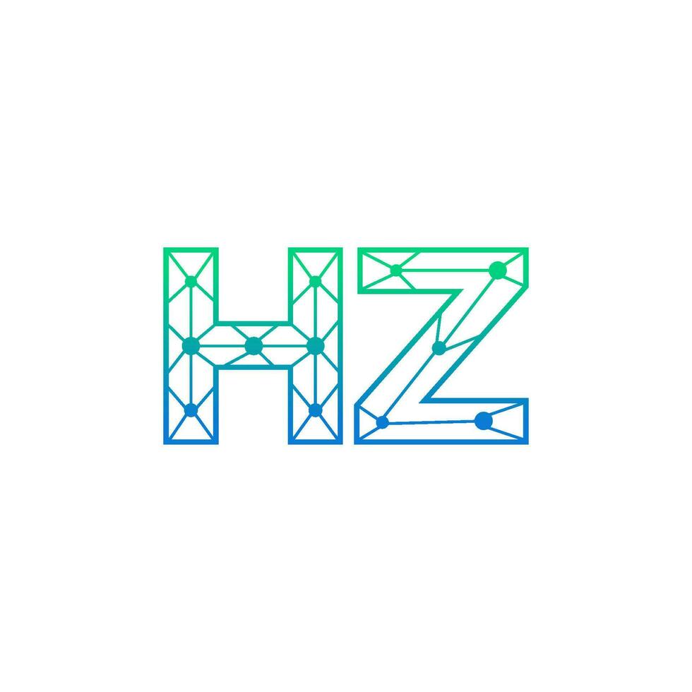 abstract brief hz logo ontwerp met lijn punt verbinding voor technologie en digitaal bedrijf bedrijf. vector