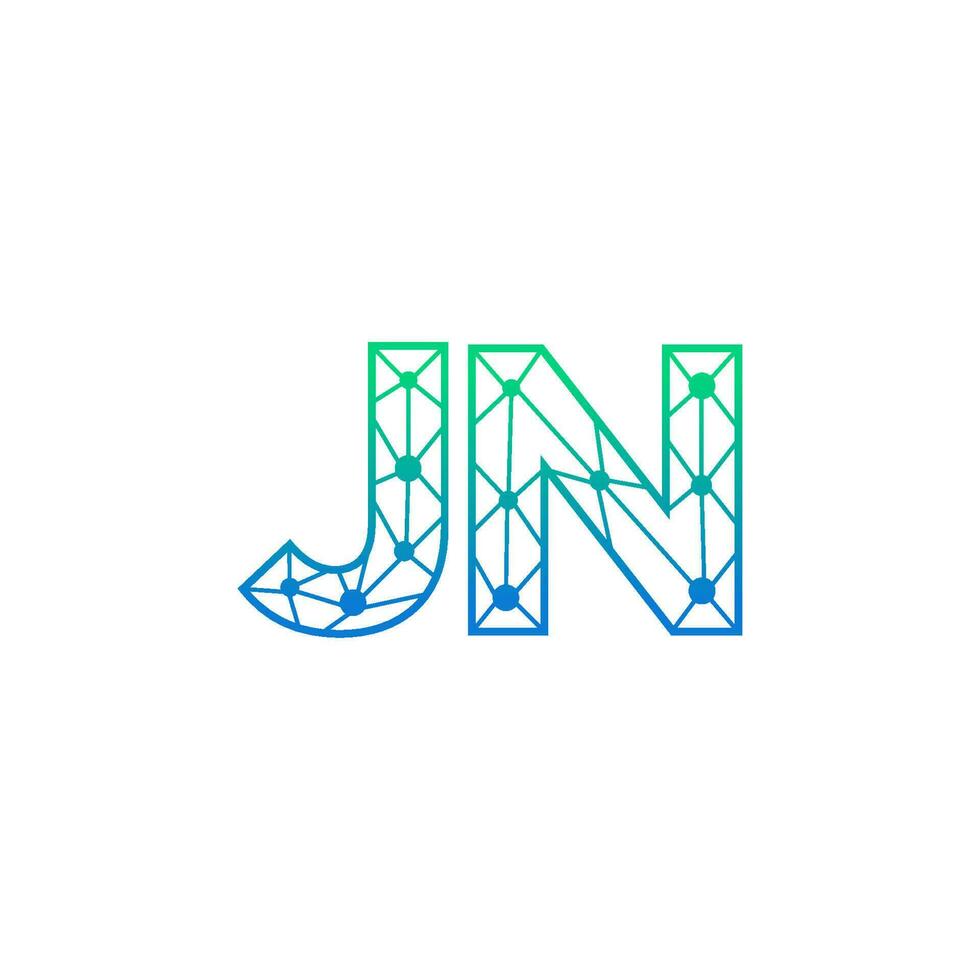 abstract brief jn logo ontwerp met lijn punt verbinding voor technologie en digitaal bedrijf bedrijf. vector