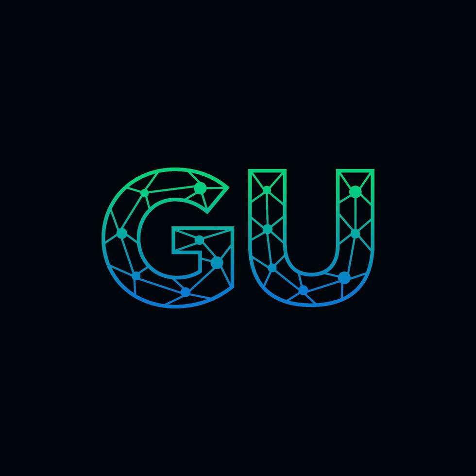 abstract brief gu logo ontwerp met lijn punt verbinding voor technologie en digitaal bedrijf bedrijf. vector