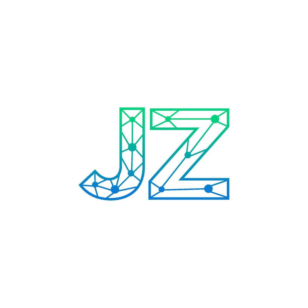 abstract brief jz logo ontwerp met lijn punt verbinding voor technologie en digitaal bedrijf bedrijf. vector