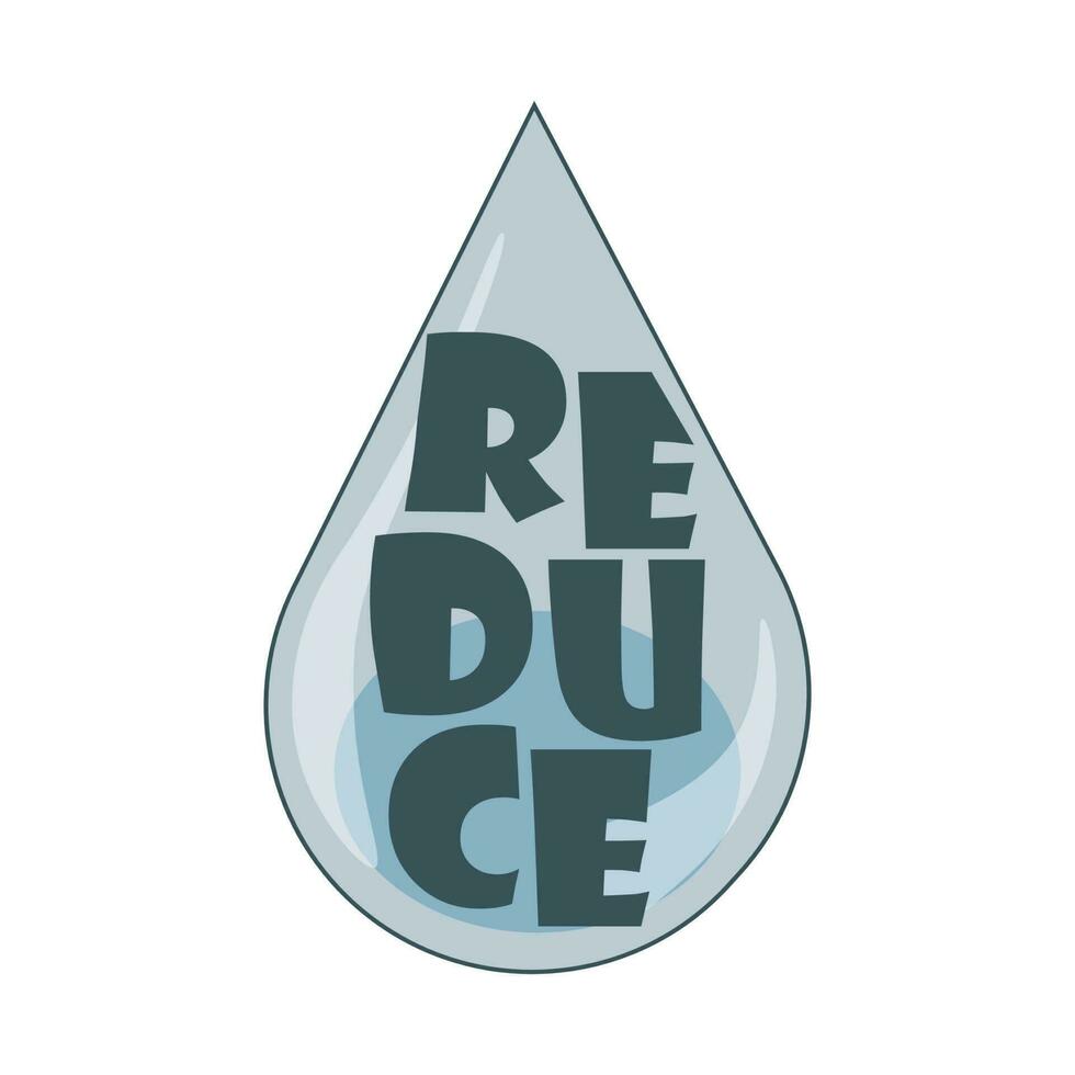 minimalistisch vector illustratie van een water laten vallen met belettering verminderen