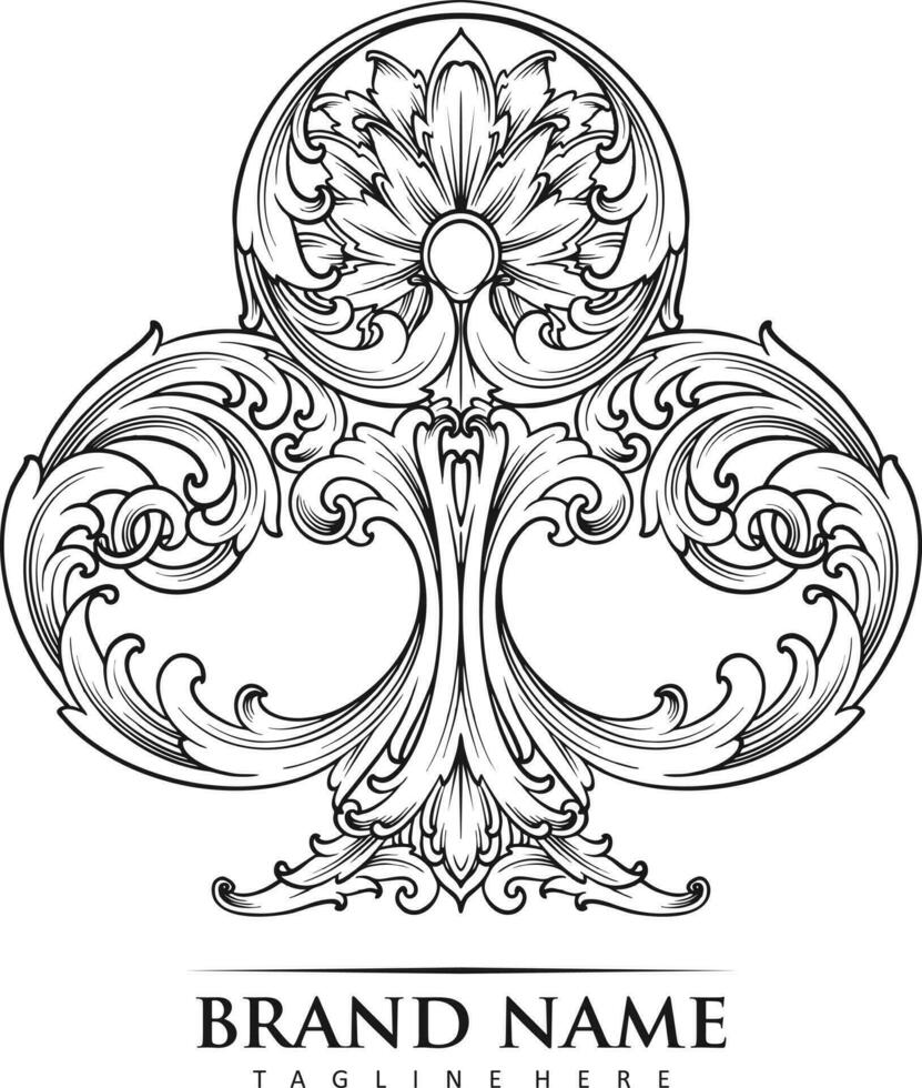 luxe klassiek aas Clubs kolken bloemen logo illustraties monochroom vector illustraties voor uw werk logo, handelswaar t-shirt, stickers en etiket ontwerpen, poster, groet kaarten reclame