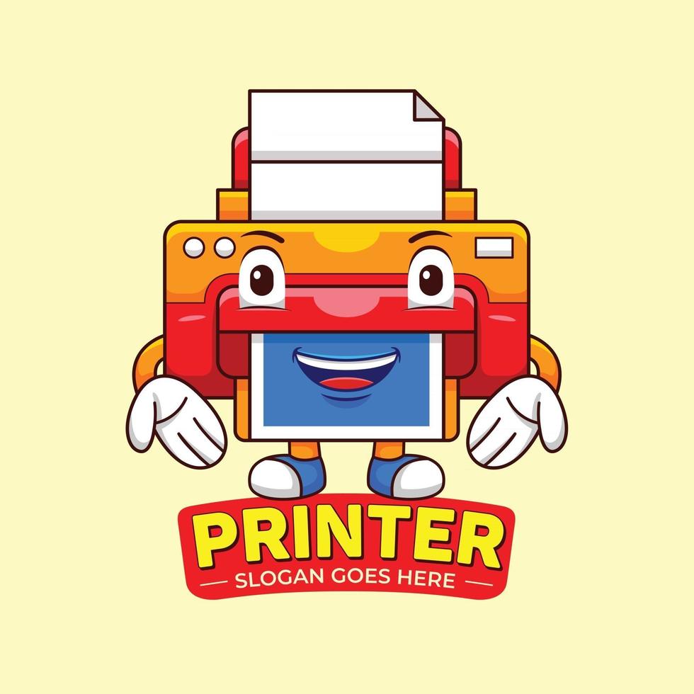 printer mascotte logo vector in platte ontwerpstijl