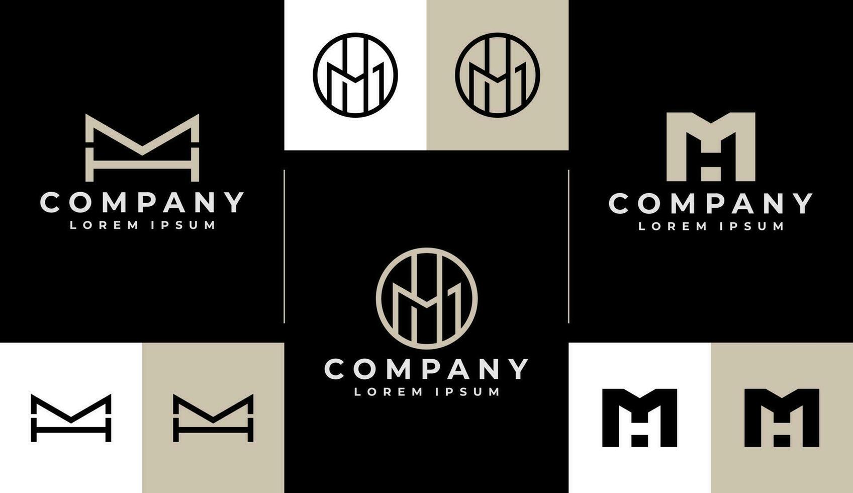 minimalistische lijn meetkundig brief m h mh hm logo ontwerp. luxe eerste mh hm logo. vector