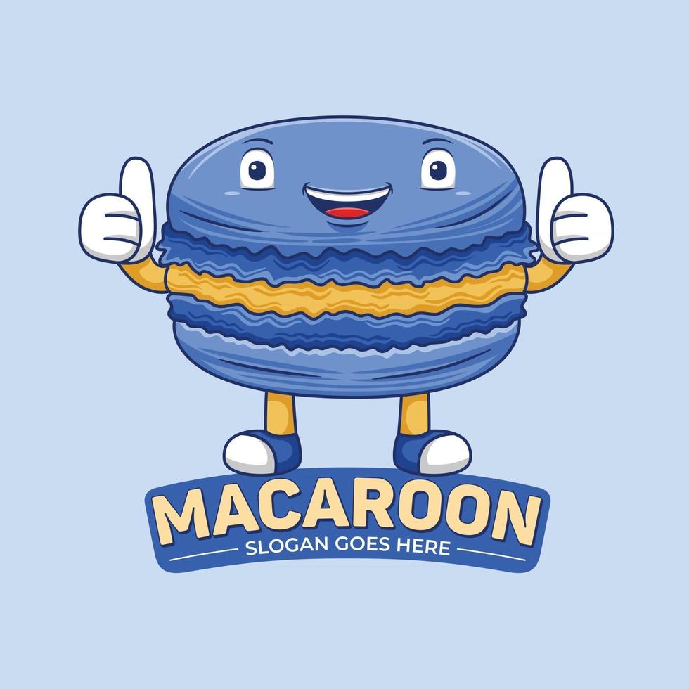 macaroon mascotte logo vector in platte ontwerpstijl