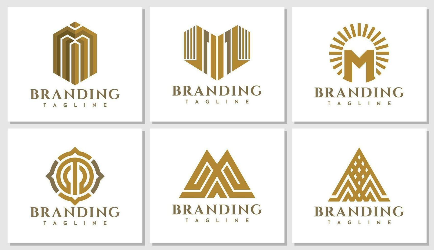 luxe meetkundig lijn brief m logo ontwerp set. elegantie bedrijf eerste m logo. vector