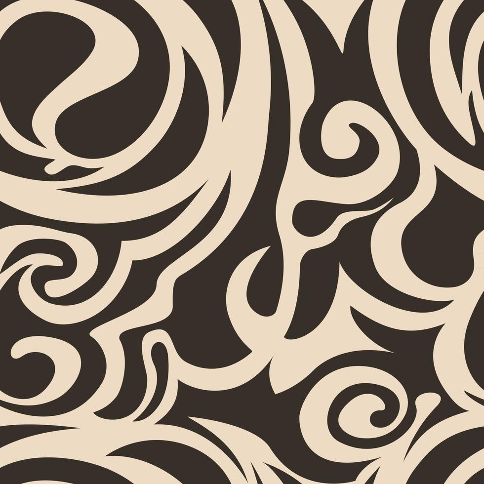 abstract naadloos patroon van spiralen en krullen bruine golf bloemen golven vector zee patroon