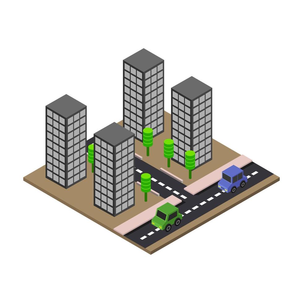 isometrisch kantoorgebouw op de achtergrond vector