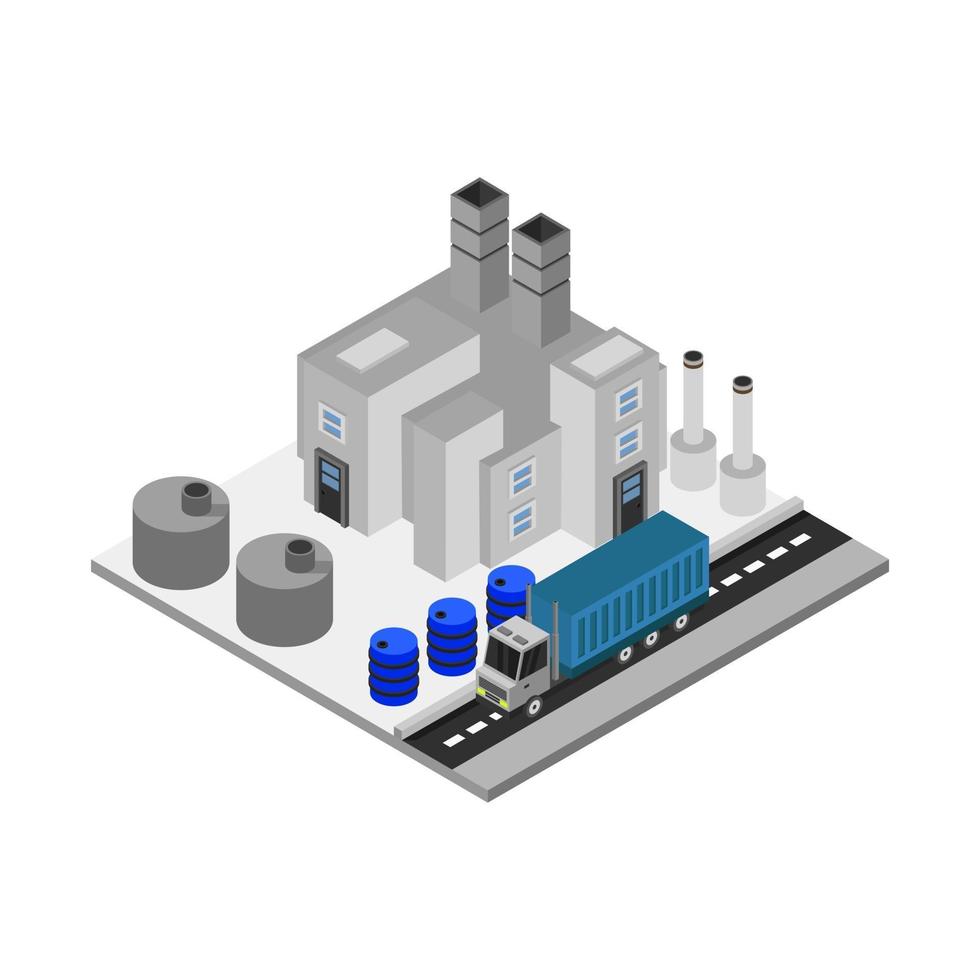 isometrische fabriek op witte achtergrond vector