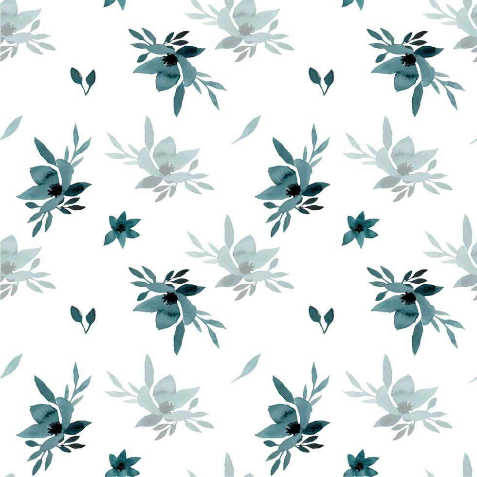 naadloos patroon met bloemen. achtergrond met blauw waterverf bloemen. monochroom bloemen achtergrond. botanisch illustratie minimaal stijl. waterverf bloemen voor het drukken Aan ansichtkaarten. vector