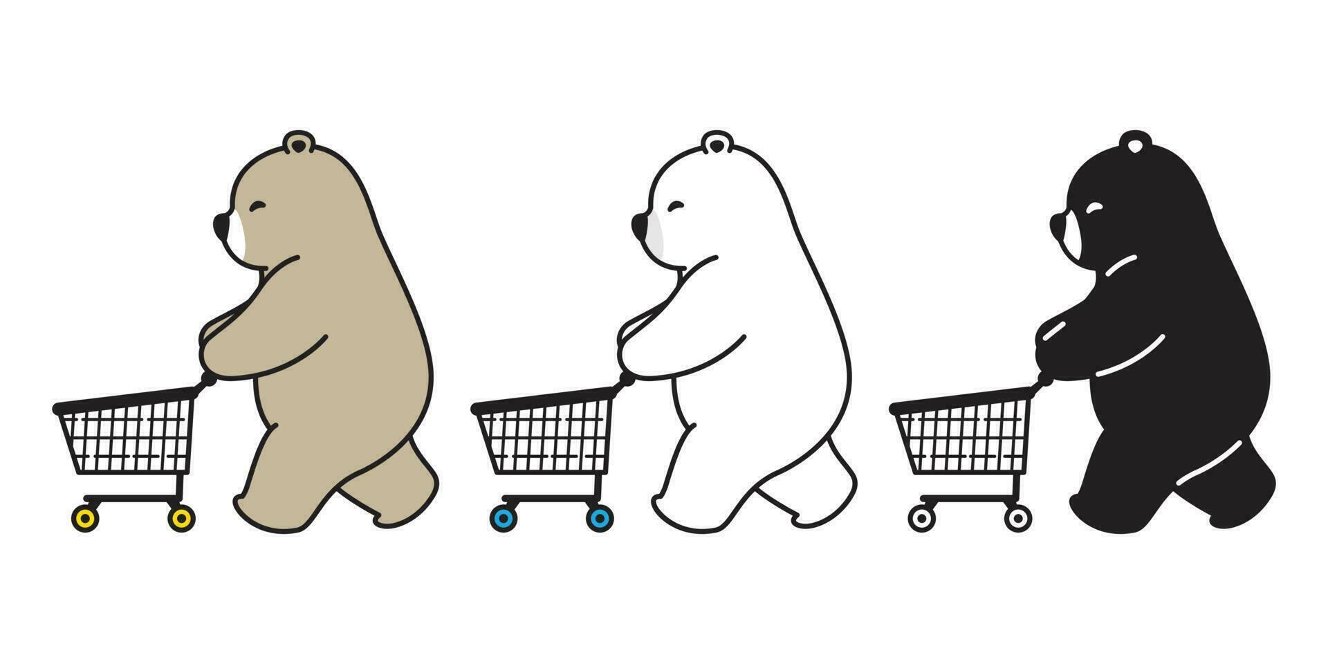 beer vector polair beer boodschappen doen kar zak tekenfilm karakter icoon logo illustratie tekening