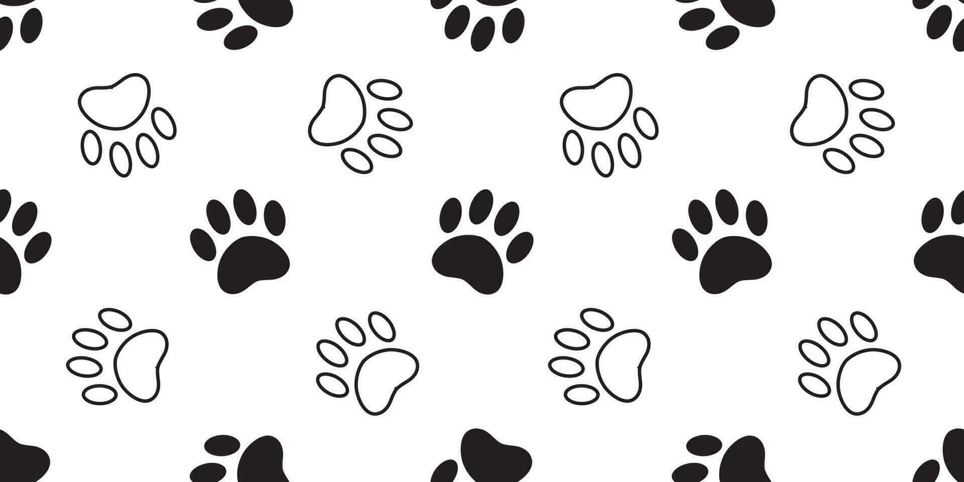 hond poot naadloos patroon vector voetafdruk kat beer katje puppy sjaal geïsoleerd tekenfilm tegel achtergrond herhaling behang illustratie