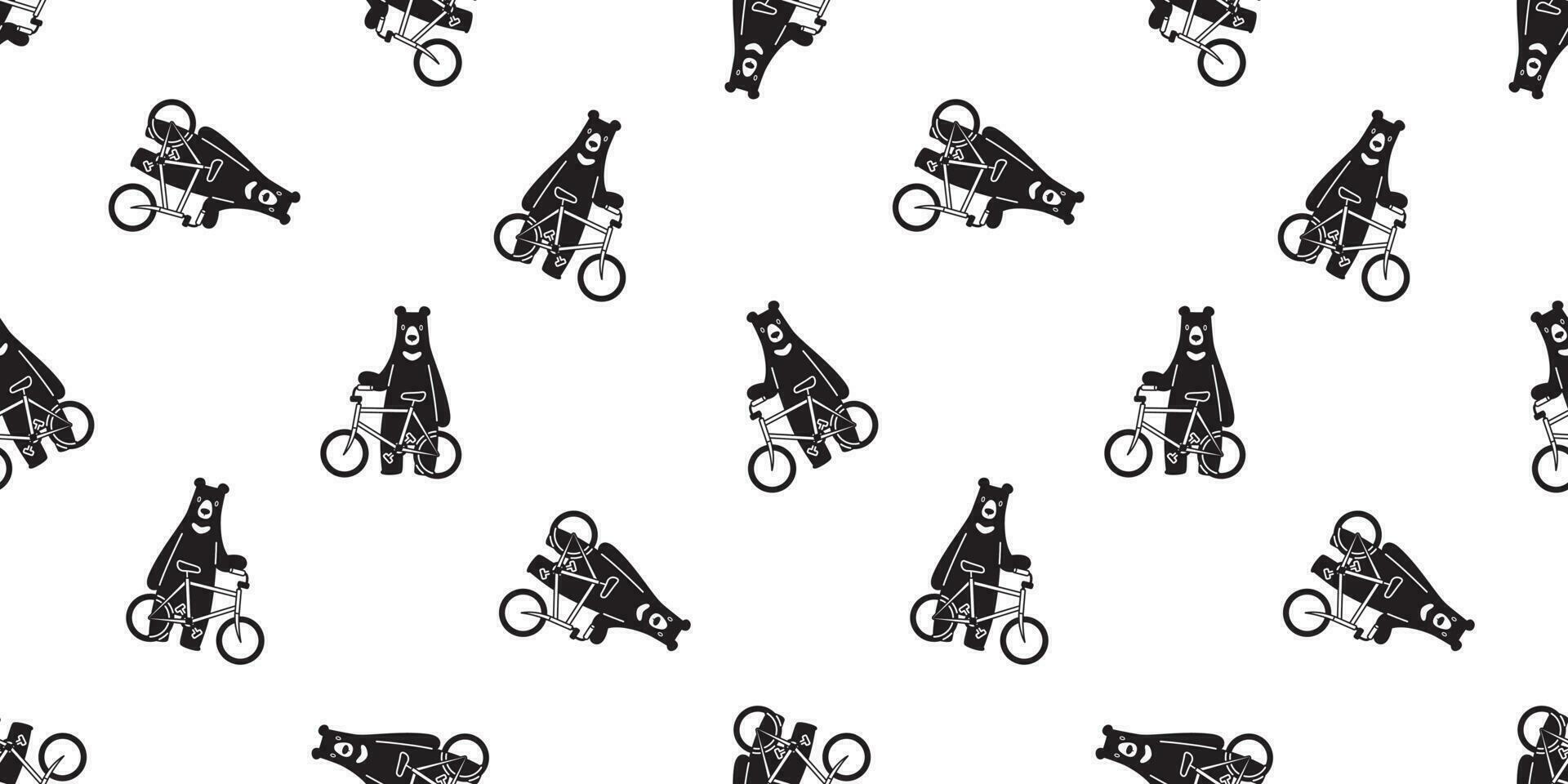 beer naadloos patroon vector polair beer fiets rijden wielersport tekenfilm sjaal geïsoleerd illustratie herhaling behang tegel achtergrond