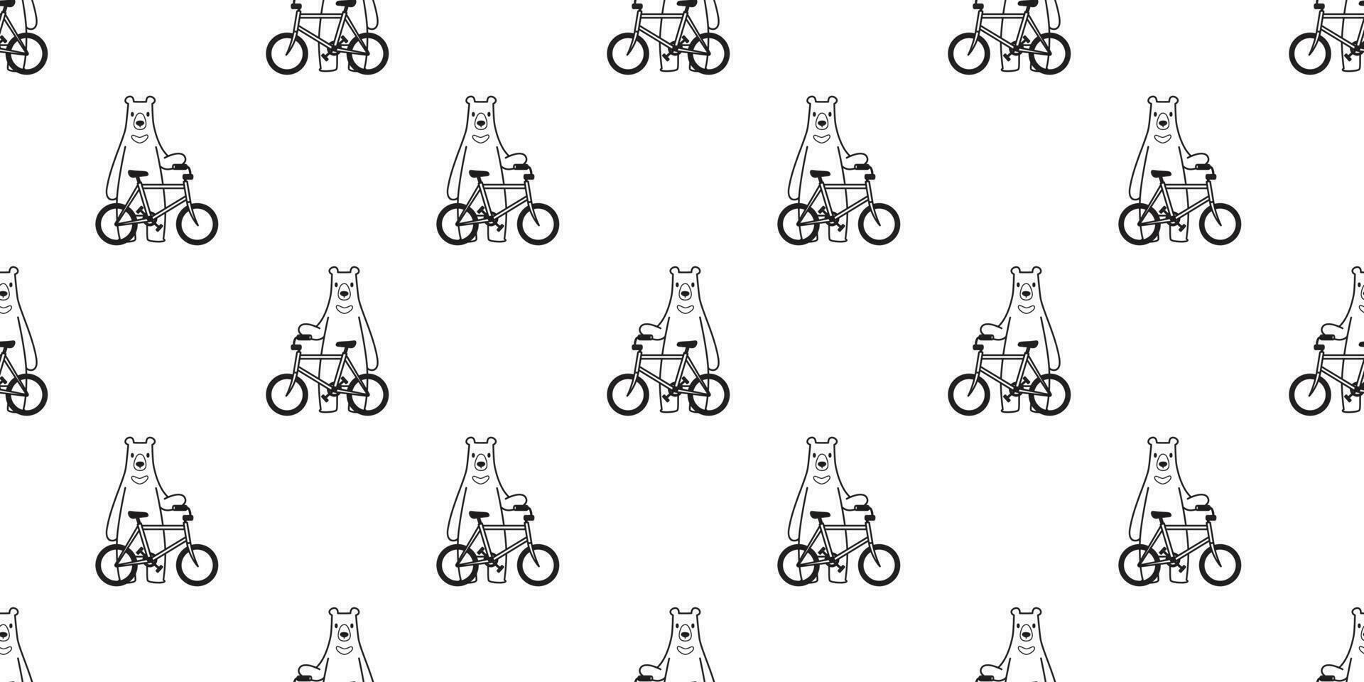 beer naadloos patroon vector polair beer fiets rijden wielersport tekenfilm sjaal geïsoleerd illustratie tegel achtergrond herhaling behang