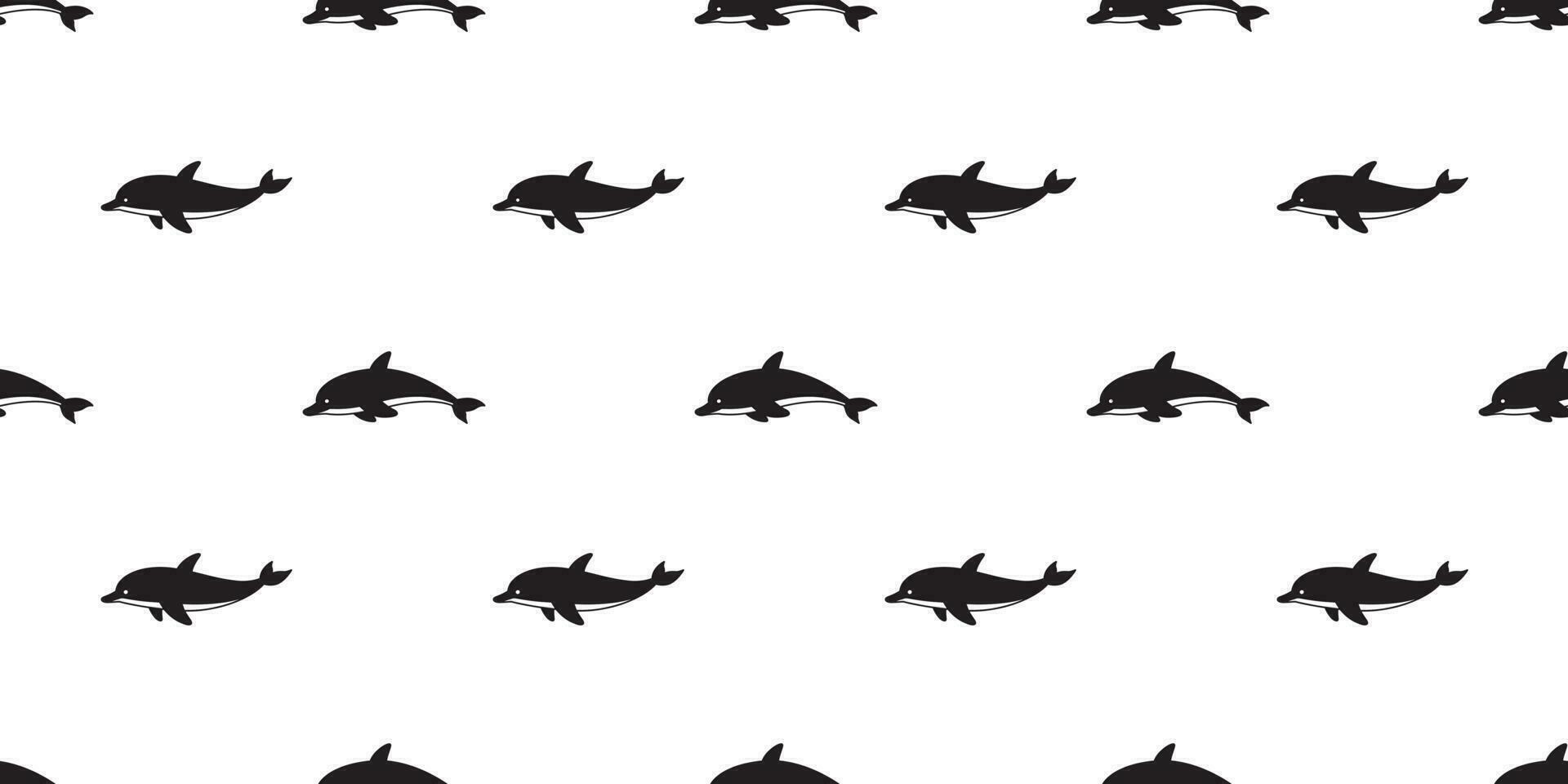 dolfijn naadloos patroon vector vis illustratie walvis haai vin sjaal geïsoleerd tegel achtergrond herhaling behang zwart