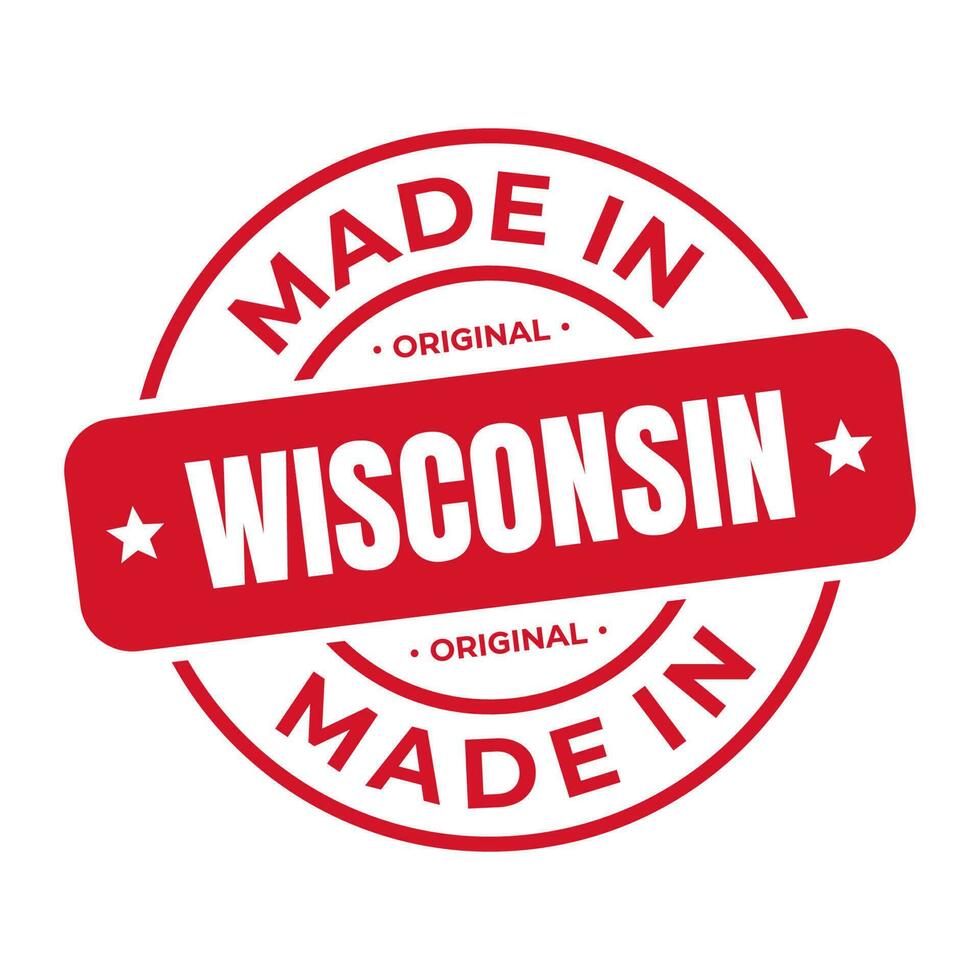 gemaakt in Wisconsin postzegel logo icoon symbool ontwerp. zegel nationaal origineel Product kenteken. vector illustratie