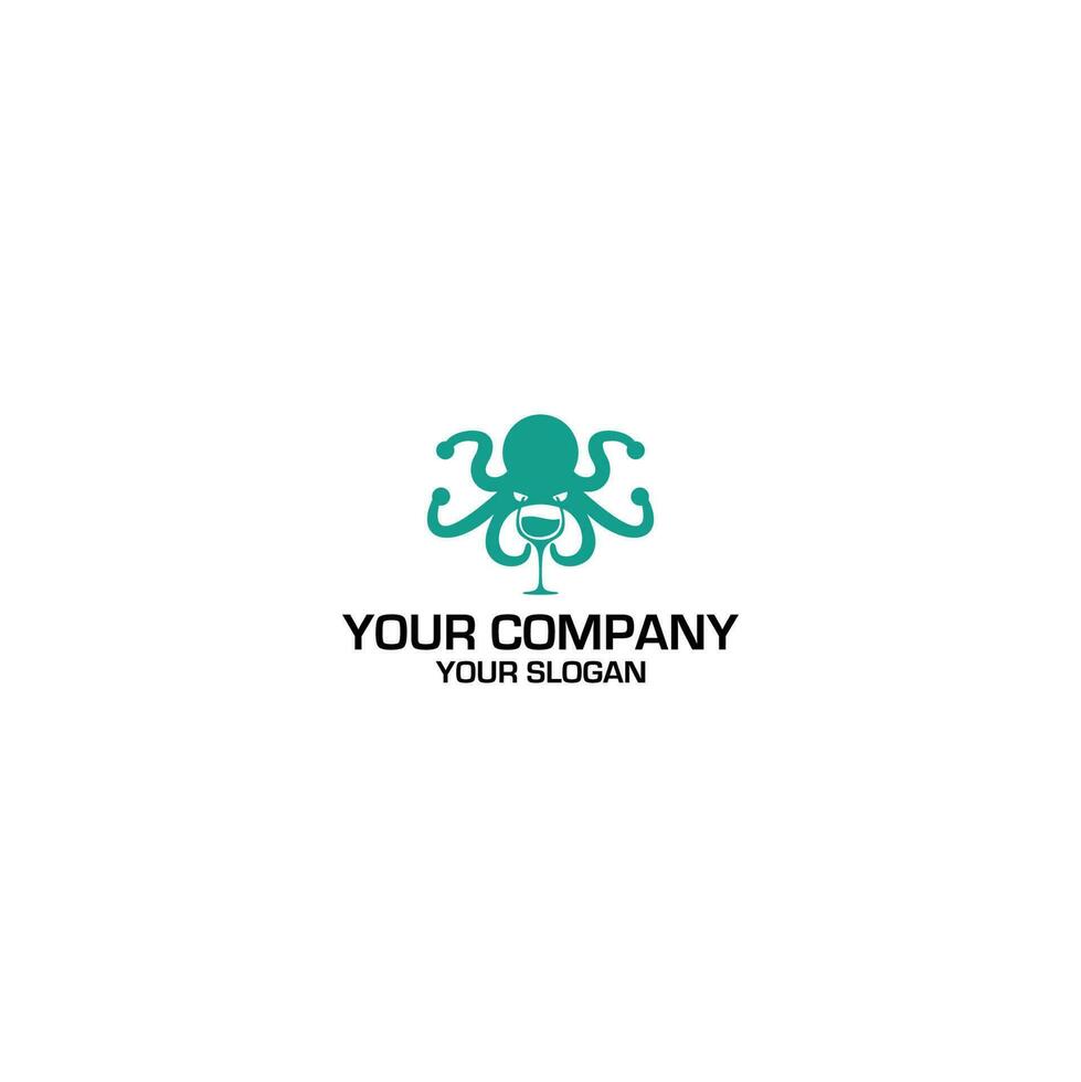 wijn Octopus logo ontwerp vector