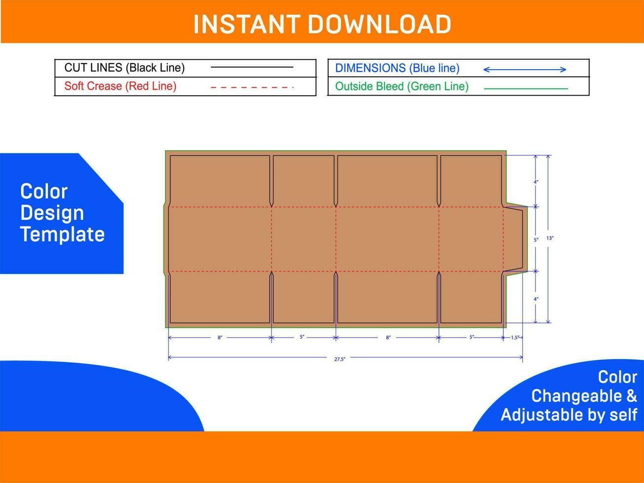 gegolfd karton Verzending doos dieline sjabloon en 3d doos ontwerp gemakkelijk eetbaar en aanpasbaar kleur ontwerp sjabloon vector