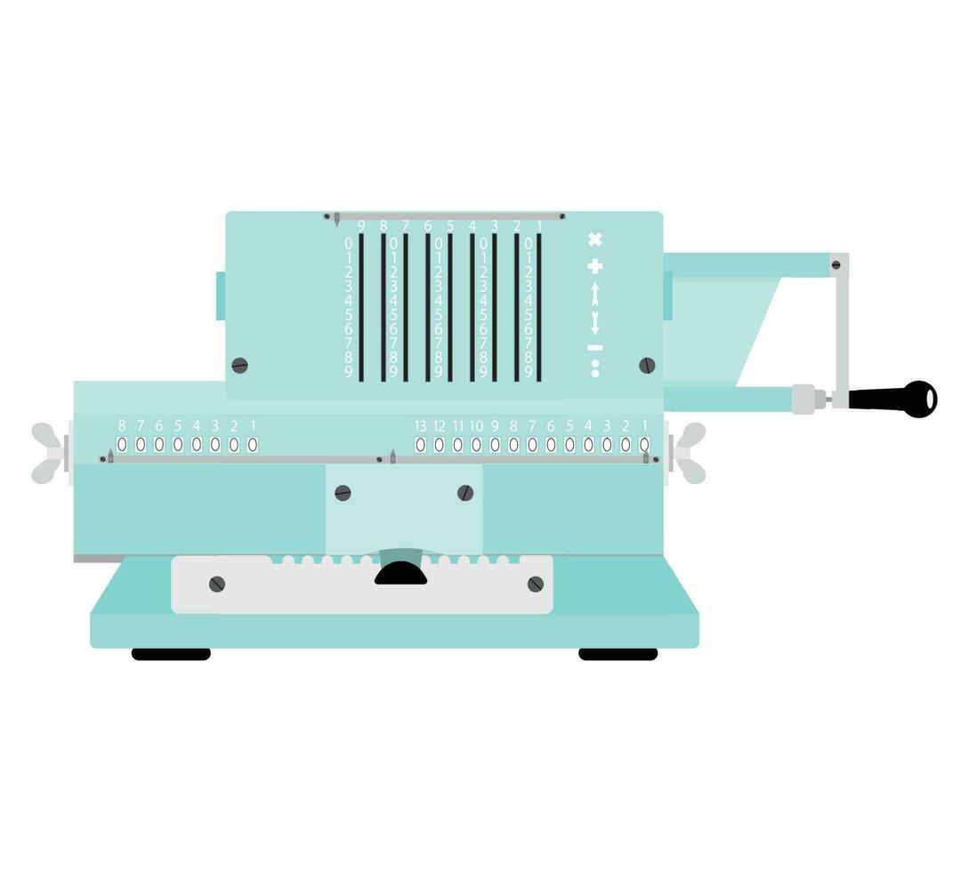 toevoegen machine vlak. rekenmachine en boekhouding, contant geld registreren en boekhouding. vector illustratie