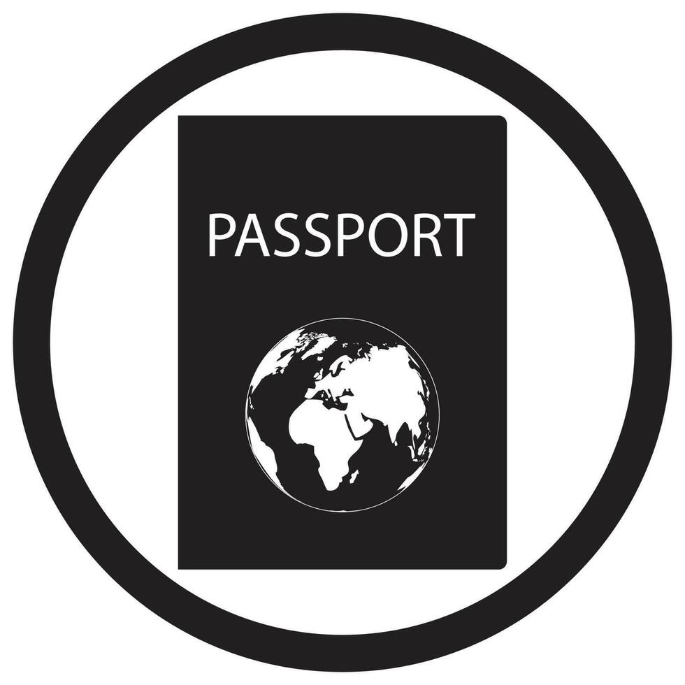 paspoort icoon zwart wit. vector paspoort voor reizen en identiteit persoon, illustratie van document voor identificatie