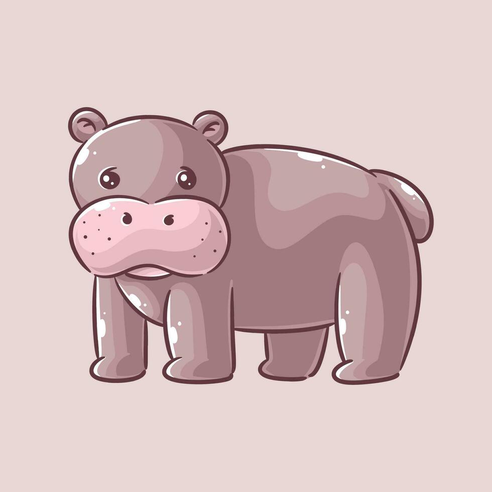 schattig nijlpaard is wandelen alleen vector