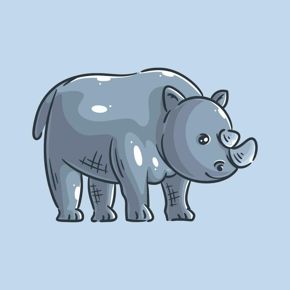 hand- getrokken schattig neushoorn ontwerp vector