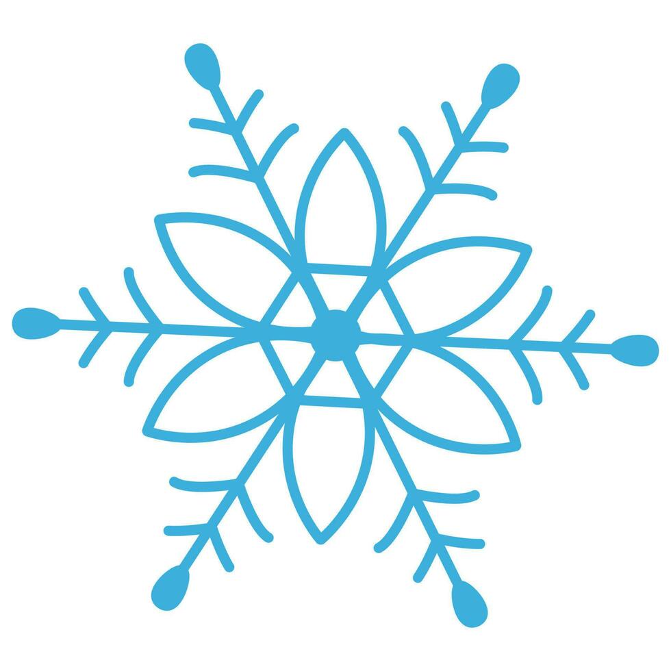 blauw sneeuwvlok met een ronde centrum en een bloem in de omgeving van het. winter vector illustratie.